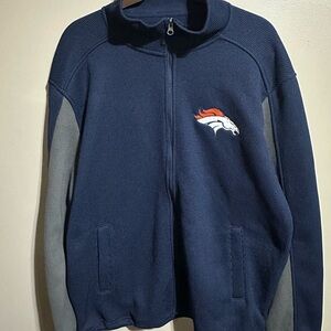 Navy Blue and Gray Zip-Up Jacket with Logo NWOT